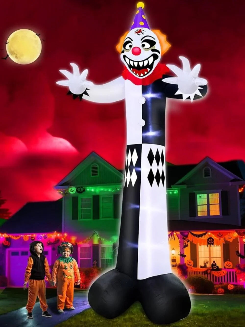 14 Ft Super Tall Halloween Inflatable Clown Decoration - Spooky Outdoor Decor